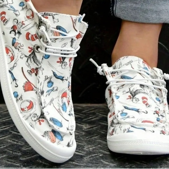 Cartoon print loafers unisex size US men's 9.5 or 10, women US size 12 or 12.5 - Picture 2 of 10